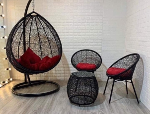 Ghế xích đu đan giả mây 