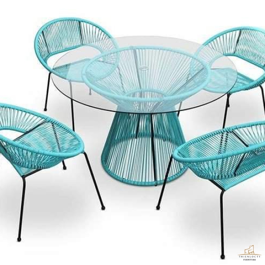 BÀN GHẾ NHỰA GIẢ MÂY 02