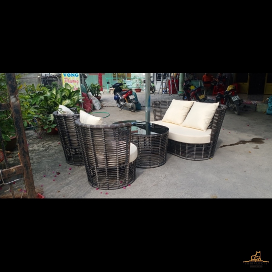 BỘ BÀN GHẾ SOFA  ĐAN SỢI DÂY NHỰA GIẢ MÂY CHUYÊN DÙNG NGOÀI TRỜI