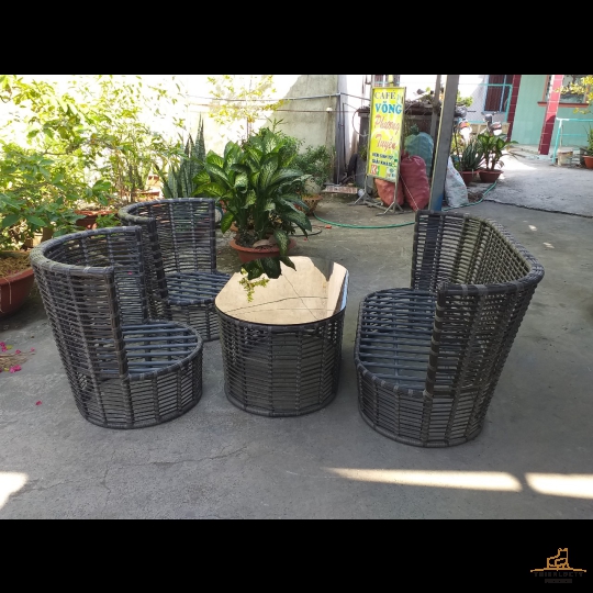 BỘ BÀN GHẾ SOFA  ĐAN SỢI DÂY NHỰA GIẢ MÂY CHUYÊN DÙNG NGOÀI TRỜI