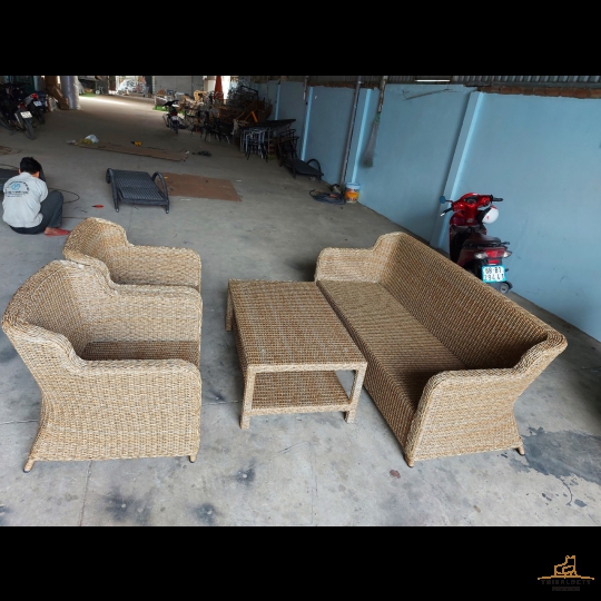 BỘ BÀN GHẾ SOFA  ĐAN SỢI NHỰA GIẢ MÂY CAO CẤP CHUYÊN DÙNG NGOÀI TRỜI MSP:14